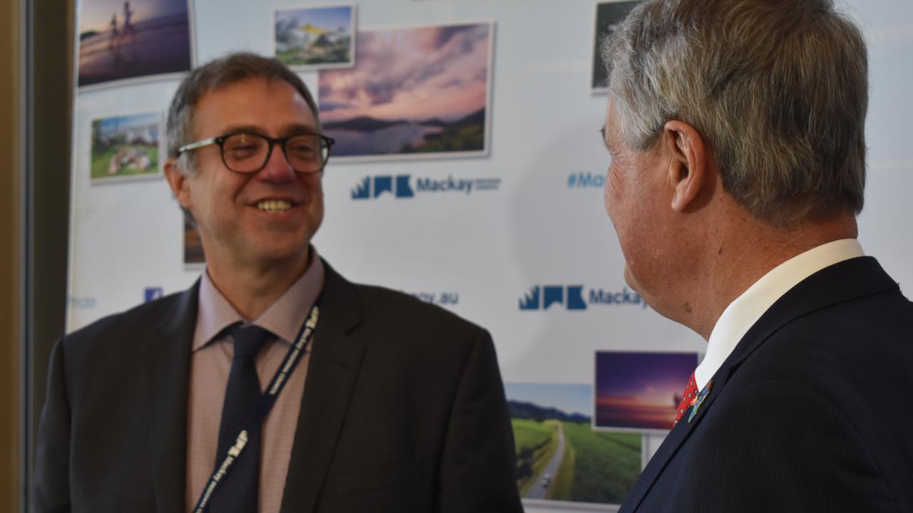 Mackay Regional Council Mayor Greg Williamson welcomed the newly selected chief executive officer Michael Thomson after the council meeting on Wednesday August 12.