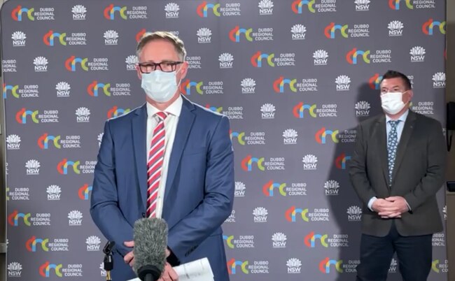 Western NSW Local Health District CEO Scott McLachlan and Dubbo MP Dugald Saunders. Picture: Facebook