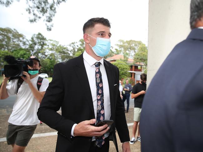 Curtis Scott (centre) arrives at Sutherland Court in January 2022. Picture: NCA NewsWire / David Swift