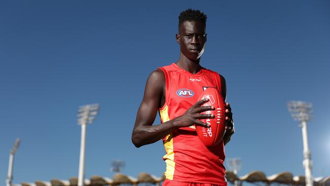 Suns player Mac Andrew on April 20, 2022 in Gold Coast, Australia. (Photo by Chris Hyde/AFL Photos/Getty Images)