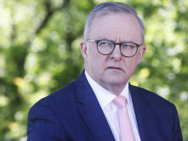 Prime Minister Anthony Albanese in Sorell to announce Rebecca White former state leader of Labor as the Lyons Labor candidate for the next federal election.  Picture: Nikki Davis-Jones