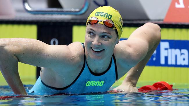 Cate Campbell after winning the 100m freestyle final at the FINA Swimming World Cup earlier this month.