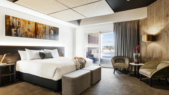 One of the luxury rooms at Peppers Silo Hotel in Launceston. Picture: Adam Gibson