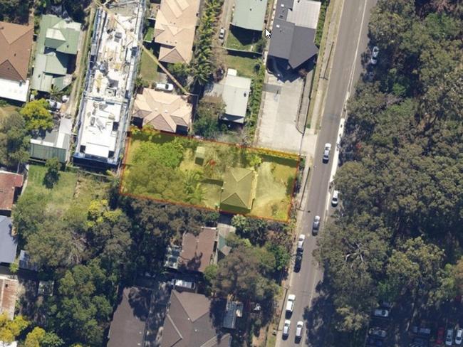 Aerial view of the location, close to Gosford Private Hospital.