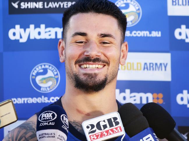 SYDNEY, AUSTRALIA - MAY 10: Nathan Peats speaks to the media during a Parramatta Eels NRL Media Opportunity at the Eels Training Centre on May 10, 2016 in Sydney, Australia. (Photo by Matt King/Getty Images)