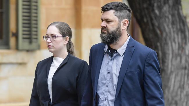 Myfanwy and Nicholas Halliwell outside the Adelaide Magistrates Court. Picture: NCA NewsWire / Roy VanDerVegt