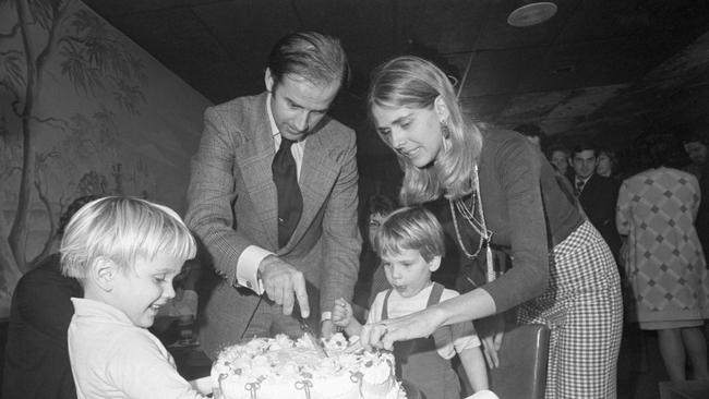 Joe Biden and wife Nelia cut his 30th birthday cake at a party in Wilmington, November 20th. His son, Hunter waits for the first piece.