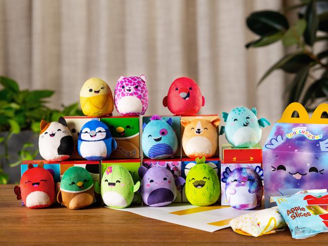 Squishmallows, a brand of soft, plush toys known for its “marshmallow-like” texture, will be available in its popular kids meals from May 29. Picture: Supplied