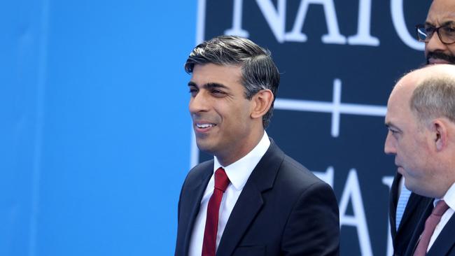 Britain's Prime Minister Rishi Sunak, with Britain's Defence Secretary Ben Wallace, arrives for the NATO Summit in Vilnius. Picture: AFP