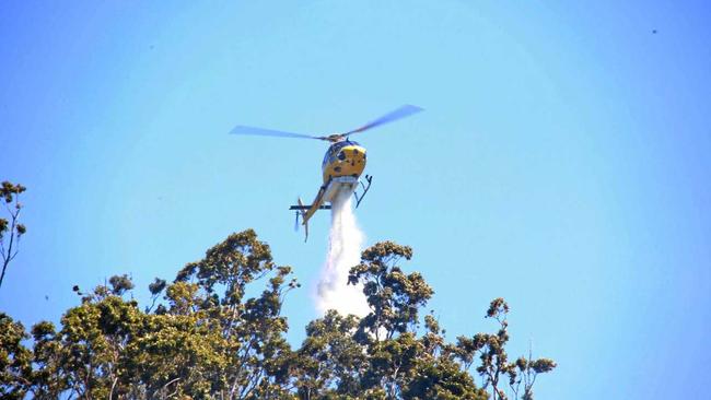 Water bombing helicopters were unable to help fire a fire at Tasmania's Bruny island thanks to a lone private drone in the air. Picture: Peter Carruthers