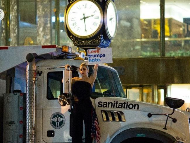 Lady Gaga, Love Trumps Hate. Picture: Dominick Reuter/AFP