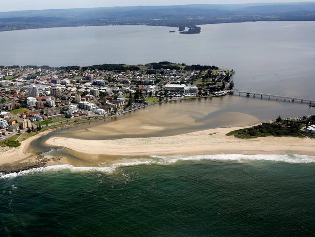 Aerial of The Entrance Channel and Tuggerah Lakes. Picture:Peter Clark