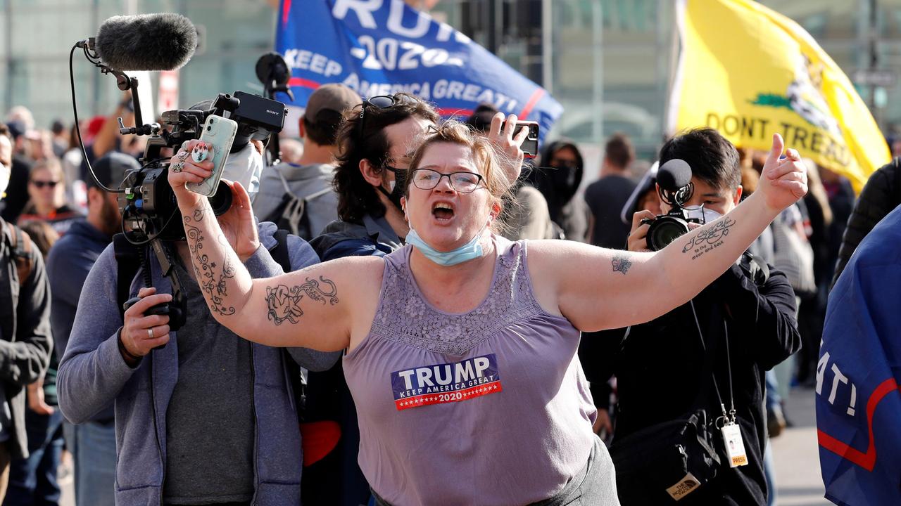 Supporters of US President Donald Trump demonstrate outside of the TCF Center to protest the counting of votes for the 2020 general election. Picture: JEFF KOWALSKY/AFP