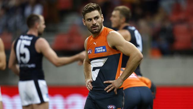 Stephen Coniglio after the final siren. Picture: Phil Hillyard