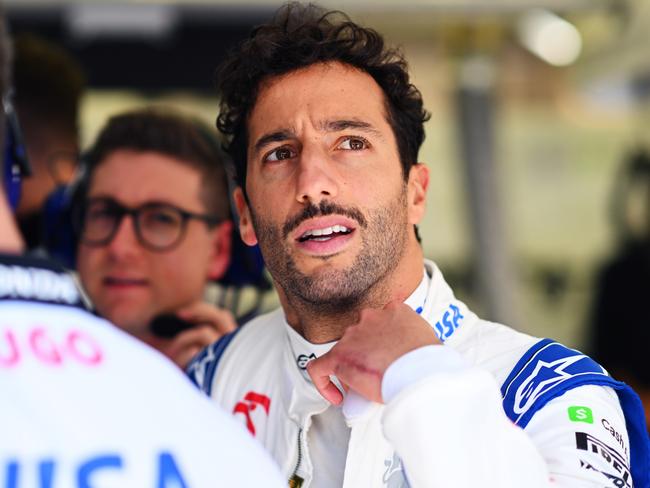 BAHRAIN, BAHRAIN - FEBRUARY 29: Daniel Ricciardo of Australia and Visa Cash App RB prepares to drive in the garage during practice ahead of the F1 Grand Prix of Bahrain at Bahrain International Circuit on February 29, 2024 in Bahrain, Bahrain. (Photo by Rudy Carezzevoli/Getty Images)