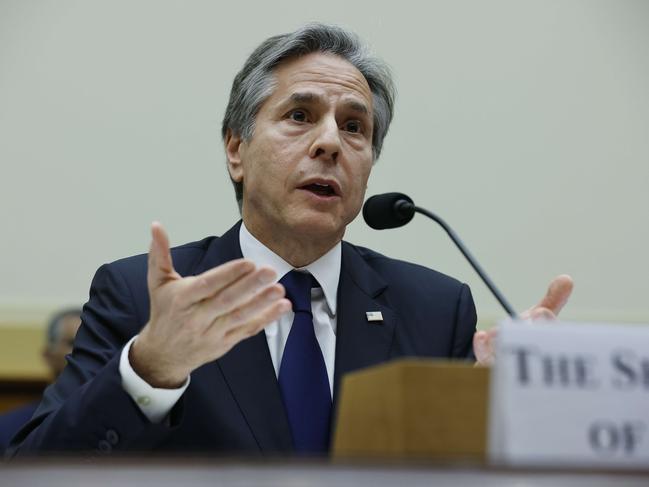 WASHINGTON, DC - APRIL 28: U.S. Secretary of State Antony Blinken testifies before the House Foreign Affairs Committee about the FY2023 budget request for the State Department in the Rayburn House Office Building on Capitol Hill on April 28, 2022 in Washington, DC. Blinken recently traveled to Ukraine with Defense Secretary Lloyd Austin to meet with President Volodymyr Zelenskyy and other leaders as that country continues to defend itself against a military invasion by Russia.   Chip Somodevilla/Getty Images/AFP == FOR NEWSPAPERS, INTERNET, TELCOS & TELEVISION USE ONLY ==