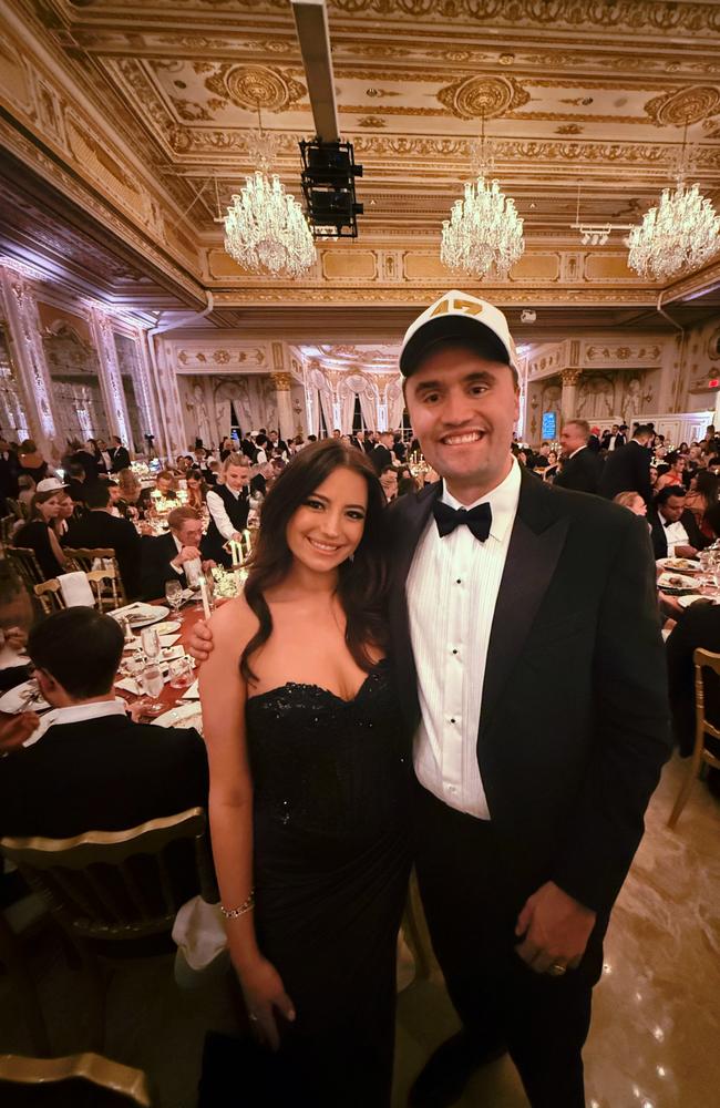 Ashley St Clair standing with Charlie Kirk, the Founder and President of Turning Point USA, a national conservative youth activist student movement that helped support Donald Trump's Presidential campaign. Picture: X/ Ashley St Clair