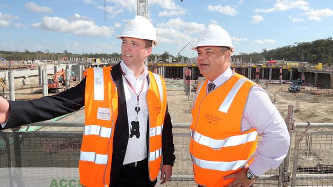 Mayor Tom Tate with Development Executive Scentre Group David Brennan. Photo by Richard Gosling