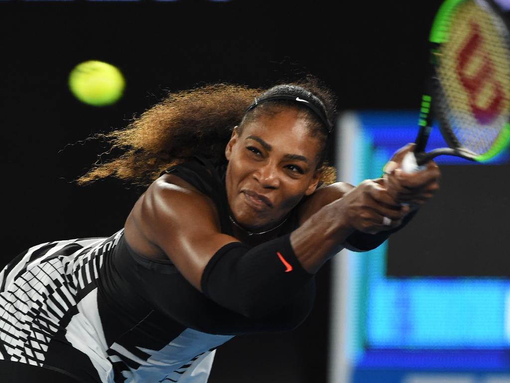 Also claiming a spot on Team Barbie was US tennis great Serena Williams, seen playing during the women’s singles final of the Australian Open in 2017. Picture: AFP Photo/ Paul Crock