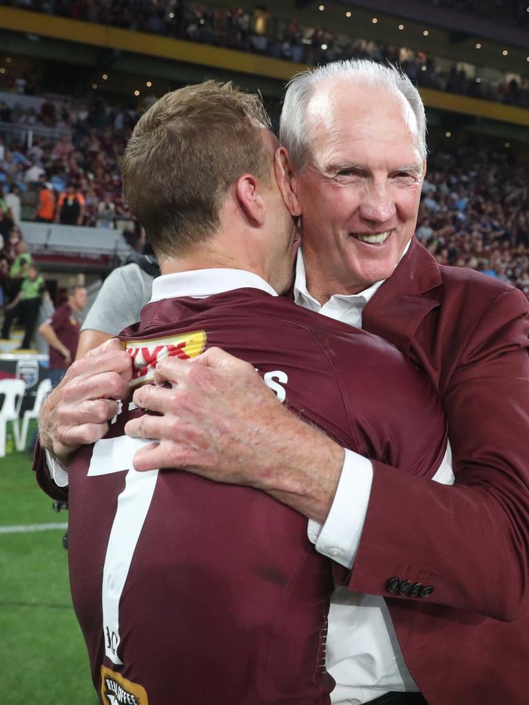 Daly Cherry-Evans hugs Wayne Bennett. Pic Peter Wallis