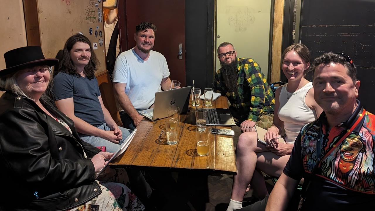 Save the Cranker members gather for their first board meeting in March ... Patrick, second from left, is pictured with (from left) Chrissy, Evan, Dan, Grace and Nazz. Picture: Supplied