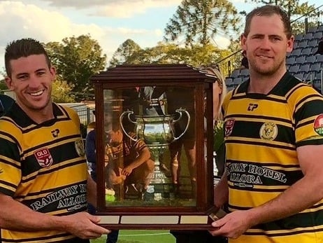 Wattle's Ryan Duggan and Dale Perkins after winning the 2019 Madsen-Rammusen Trophy (Photo: Glyn Rees / Wattles Warriors)