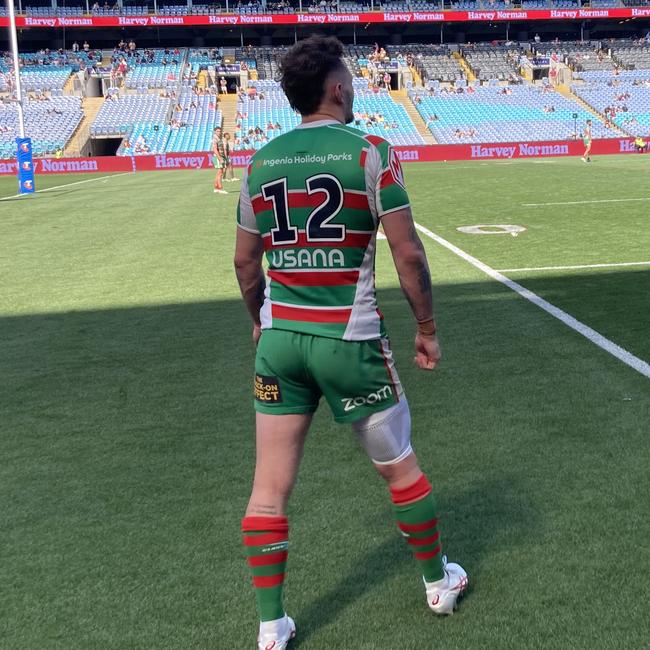 South Sydney players in the correct kit.