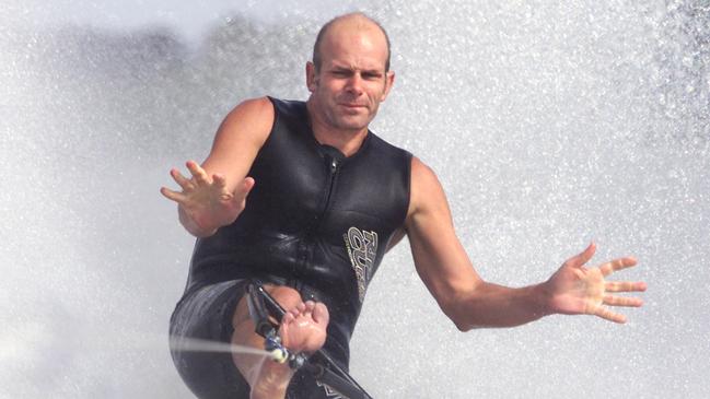 John Stekelenburg is one of Australia’s best barefoot waterskier. Picture: Glenn Ferguson