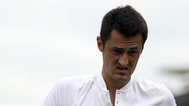 Australia's Bernard Tomic looks on during his defeat to Germany's Mischa Zverev.