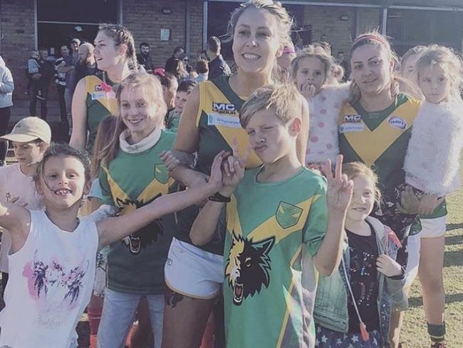 Hayley Cooney runs out on Mother's Day with Spotswood. Picture: Hayley Cooney/Instagram