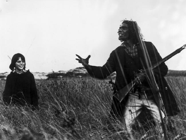 Greg Rowe and David Gulpilil in the movie Storm Boy. Picture: Supplied