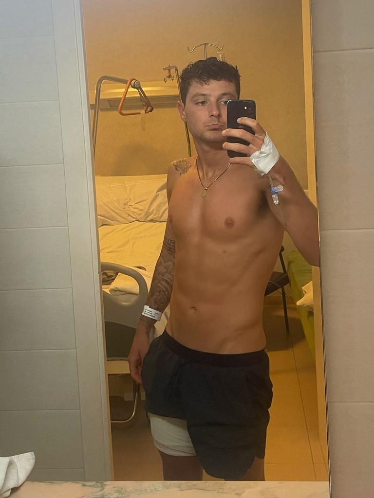 Adelaide triathlete Jed Radbone has had to call quits early on his competitive season in Europe after winding up in hospital from a venomous spider bite Picture: Instagram