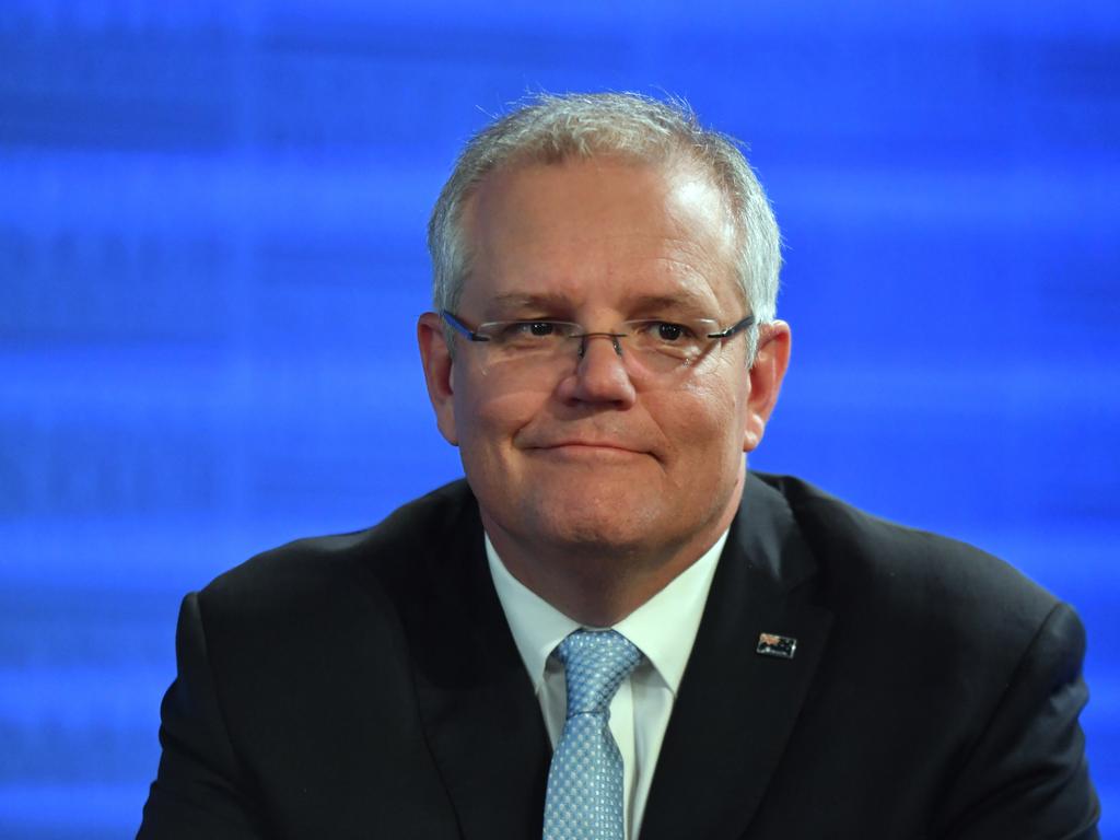Prime Minister Scott Morrison at the National Press Club in Canberra today. Picture: Mick Tsikas/AAP