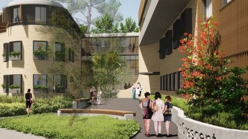 An artist's impression of the redevelopment of the former Queenscliff Community Health Centre at North Manly that was bought by Landcom to be transformed into 37 studio apartments and home units. At least 12 would be available to woman over 55 who are at risk of homelessness. Picture: Landcom