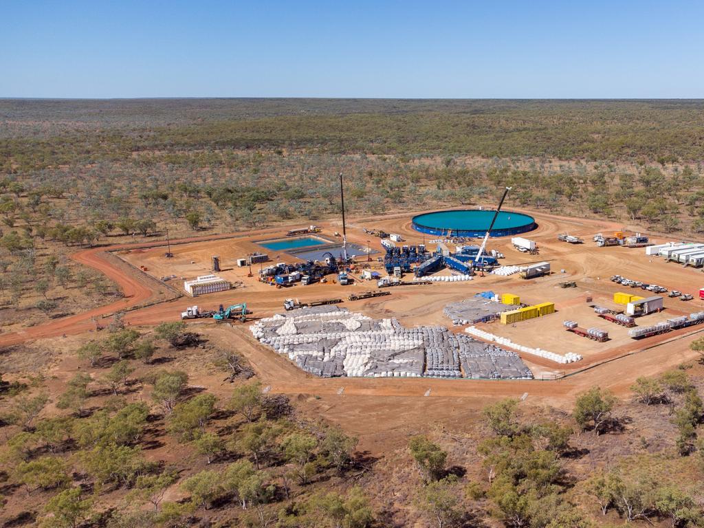 Aerial shot of Empire Energy's Carpentaria-2H well in the NT. Picture: Supplied