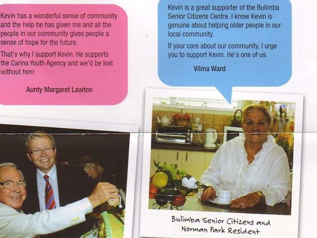Vilma Ward shows up in a Kevin Rudd election flyer.