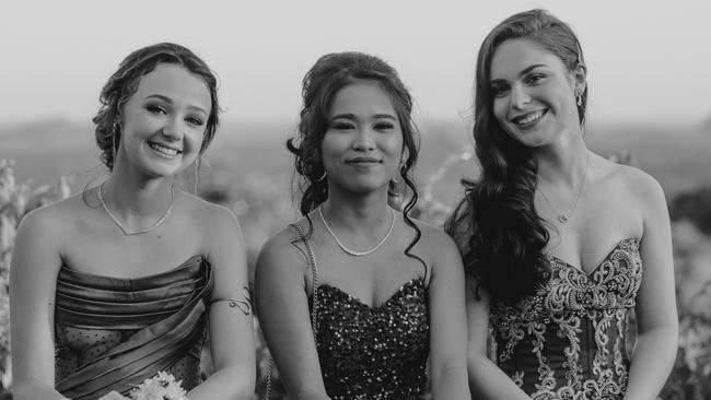 April, Liesle and Jacinda at the Glasshouse Christian College formal. Picture: Jordan Bull of JBull Photography