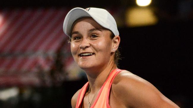 Ashleigh Barty was delighted to be back on the court. Picture: AFP