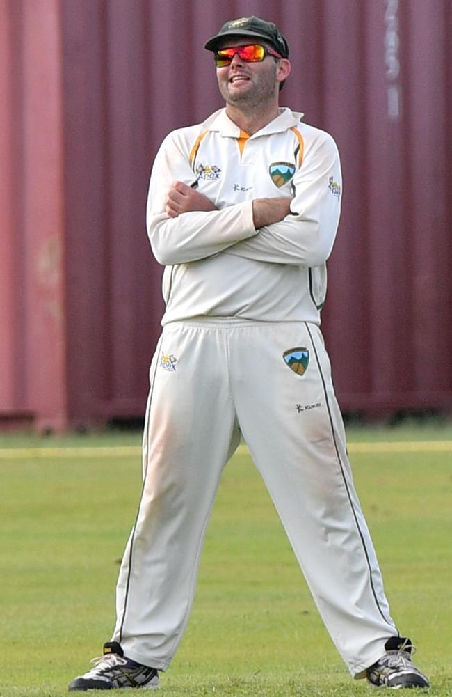 Jeremy Schultz reflects on the match while fielding at first slip. Photo: John McCutcheon / Sunshine Coast Daily