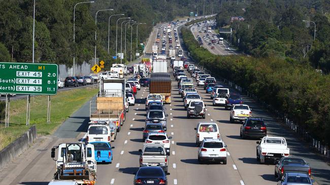 EXIT 45 traffic on the M1 after an accident. Pic by David Clark.