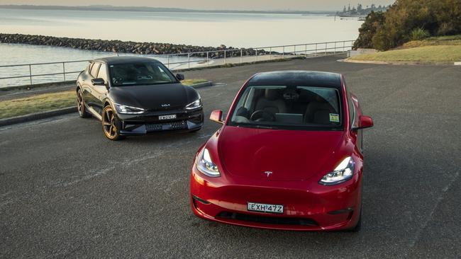 The Tesla Model Y Performance and Kia EV6 GT are two of the most exciting new electric cars on sale. Photo: Mark Bean