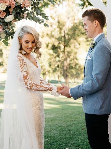 Wedding vows: Layne Sutton and Jason Holland. Pictures: Moments by Frankie