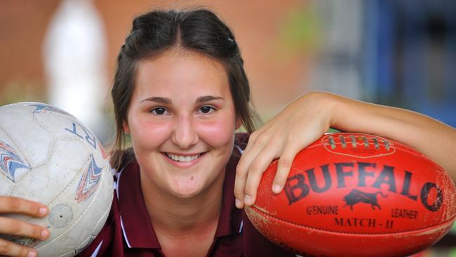 Breanna Koenen excelled at footy from a young age, claiming the Queensland Women in sport rising star award in 2011. Picture: contributed.