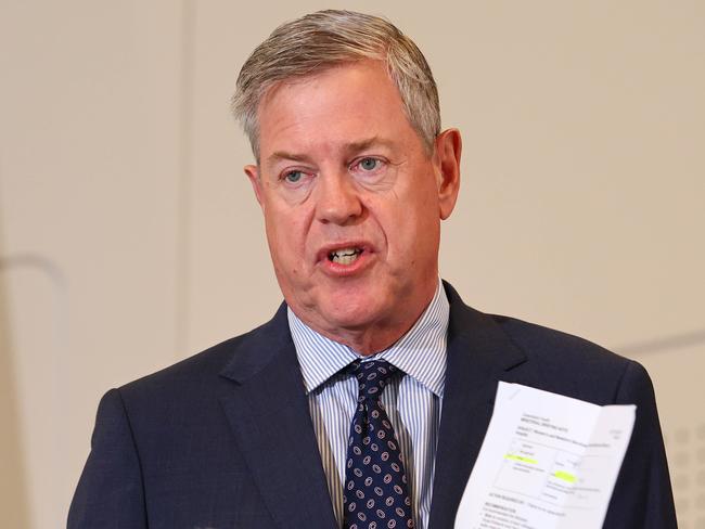 Brisbane, 12 February 2025. Queensland Health Minister Tim Nicholls during a press conference in Brisbane.