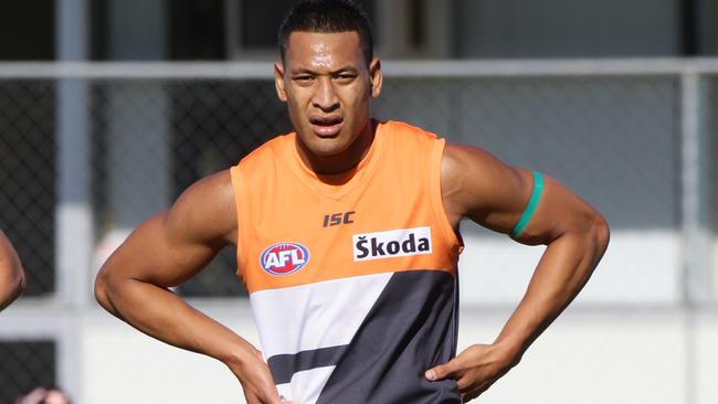 Israel Folau during his short-lived career with GWS Giants. Picture: David Kapernick