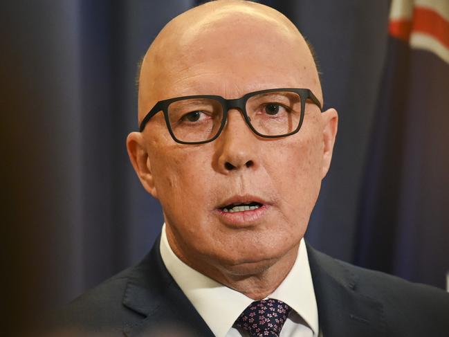 CANBERRA, AUSTRALIA, NewsWire Photos. JULY 31, 2023: The Leader of the Opposition Peter Dutton holds a press conference at Parliament House in Canberra. Picture: NCA NewsWire / Martin Ollman