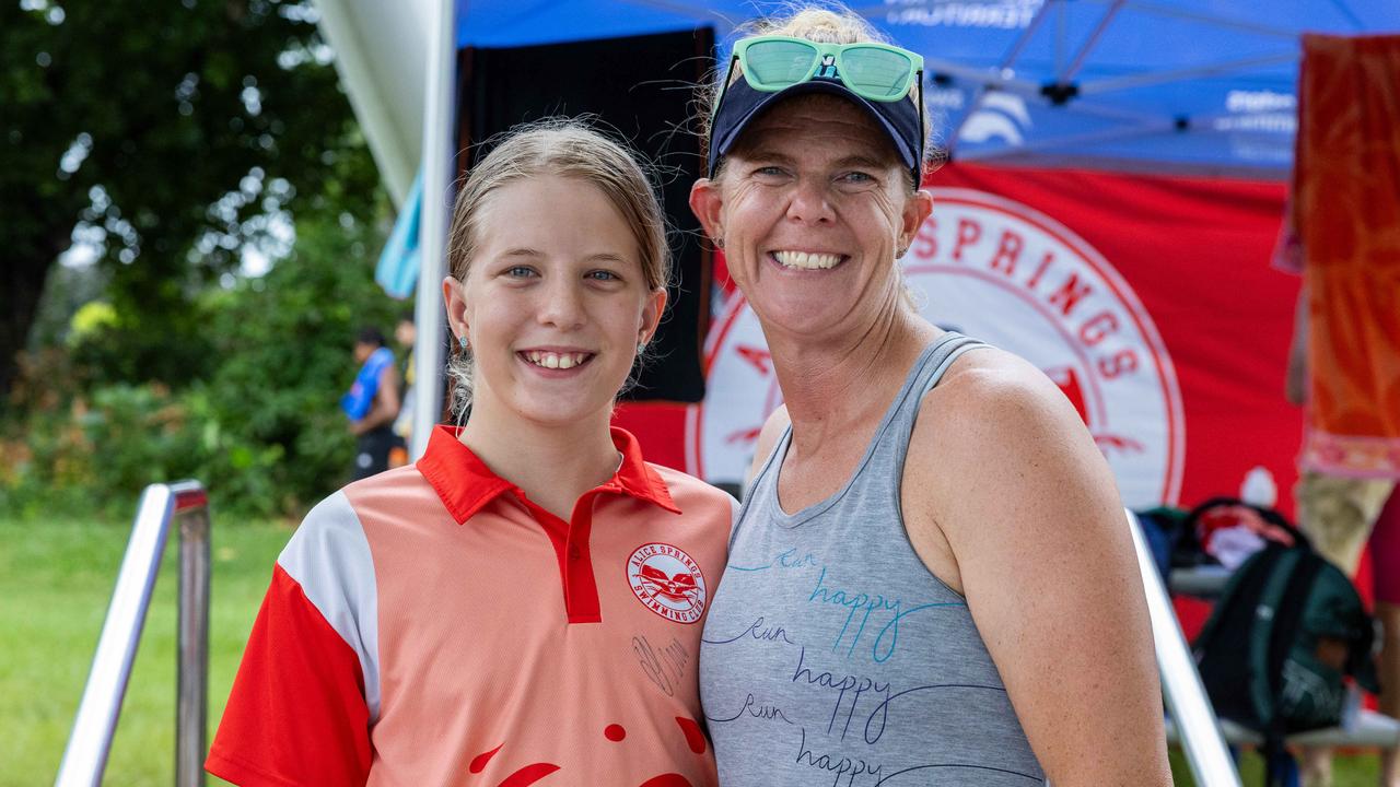 Pippa Frey and Katie Frey at the 2025 NT Swimming Championships. Picture: Pema Tamang Pakhrin