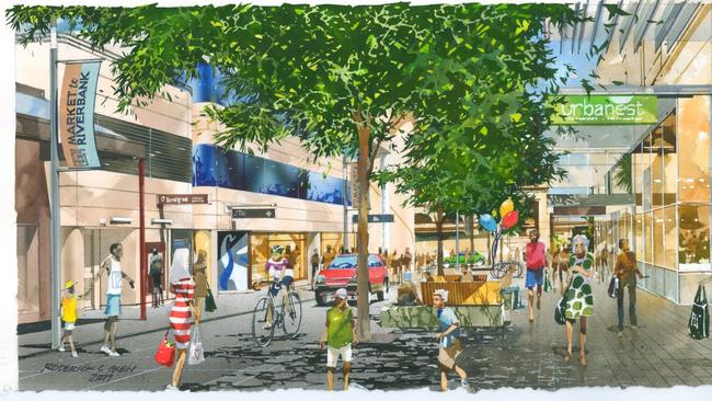 An artist’s impression of Bank St for the $15 million Adelaide Central Market to Riverbank Link project. Image: Supplied.