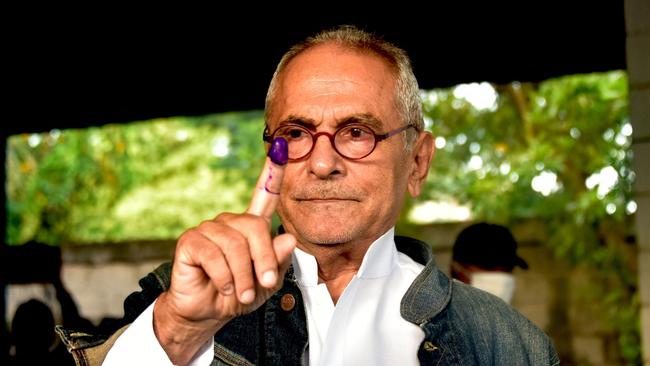 Jose Ramos Horta after casting his ballot in Dili on Tuesday. Picture: AFP