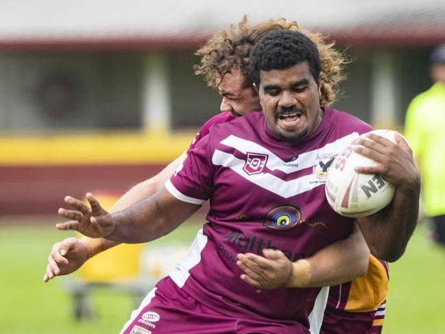 Thauki Satrick pictured playing for Yarrabah in the CDRL against Suburbs. Picture: Brian Cassey